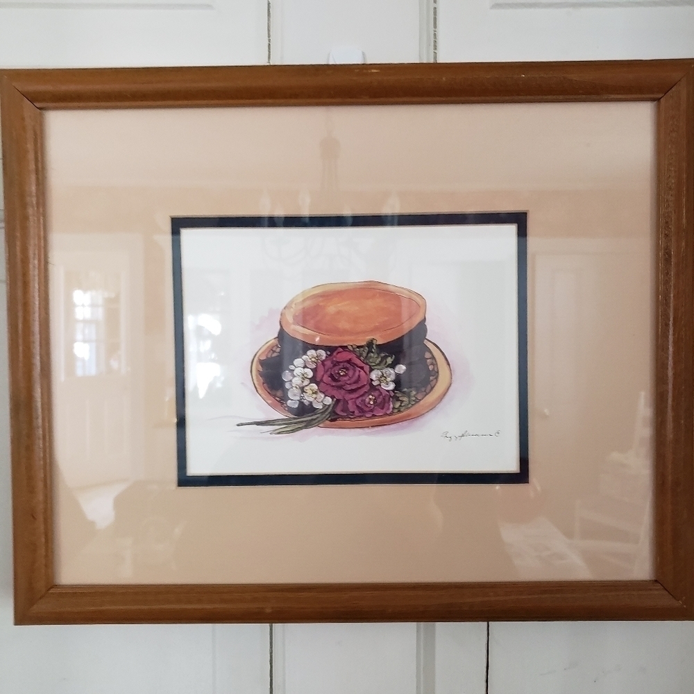 PEGGY Abrams Vintage Hat Prints Matted‎ and Framed